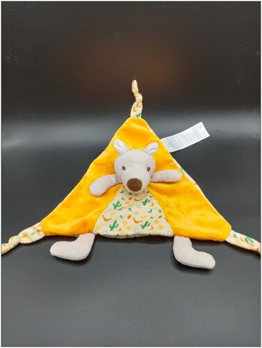 Doudou loup chien kangourou - plat - orange - cactus - Tom & Kiddy