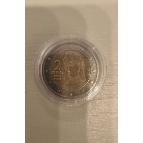 Pièce De 2 Euros Rare ,"Bertha Von Suttner", De 2002. Autriche. Bon Etat.