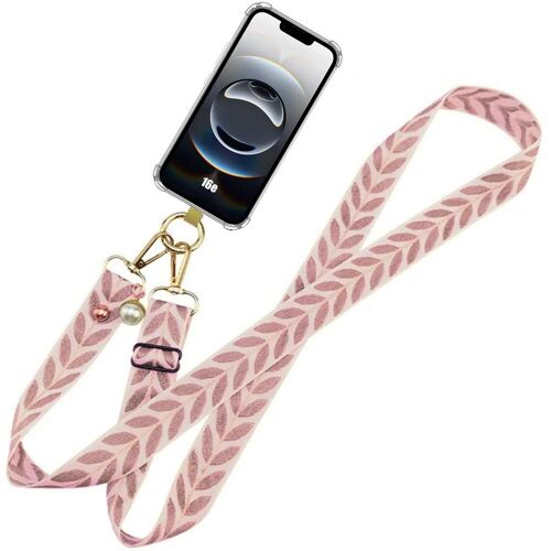 Coque pour iPhone 16e, Protection Silicone Anti-Rayures Souple avec Bandoulière Rose - E.F.Connection