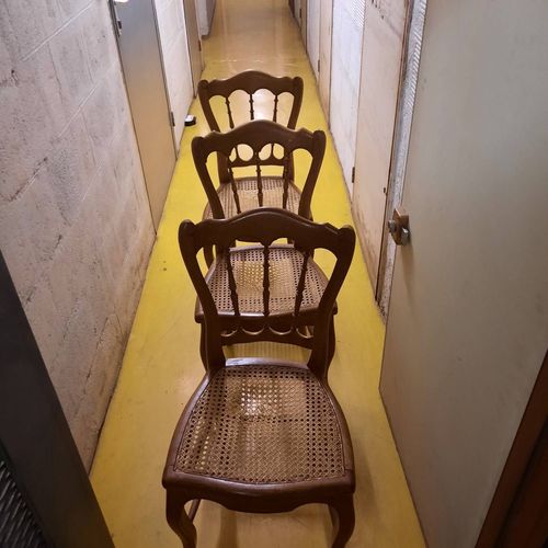 3 Chaises 19eme .Bon Etat Sauf Cannage A Refaire