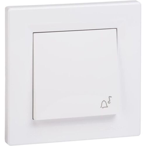 Bouton-poussoir "sonnette" + cadre étanche IP44 blanc, Schneider Asfora EPH0800221
