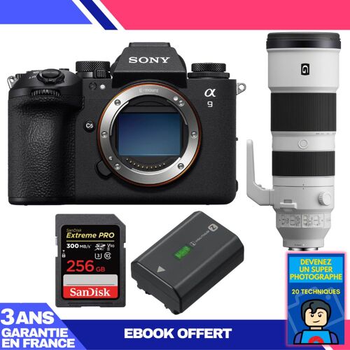 Boitier Sony A9 III + FE 200-600mm f/5.6-6.3 G OSS + 1 SanDisk 256GB Extreme PRO UHS-II SDXC 300 MB/s + 1 Sony NP-FZ100 + Ebook 'Devenez Un Super Photographe'