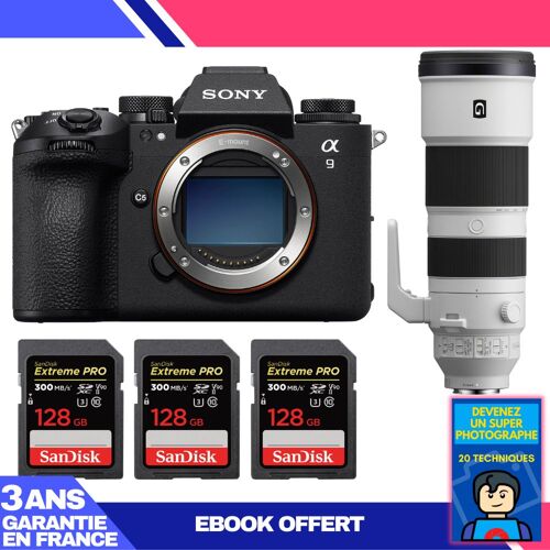 Boitier Sony A9 III + FE 200-600mm f/5.6-6.3 G OSS + 3 SanDisk 128GB Extreme PRO UHS-II SDXC 300 MB/s + Ebook 'Devenez Un Super Photographe'