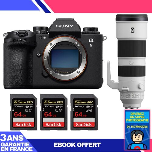 Boitier Sony A9 III + FE 200-600mm f/5.6-6.3 G OSS + 3 SanDisk 64GB Extreme PRO UHS-II SDXC 300 MB/s + Ebook 'Devenez Un Super Photographe'