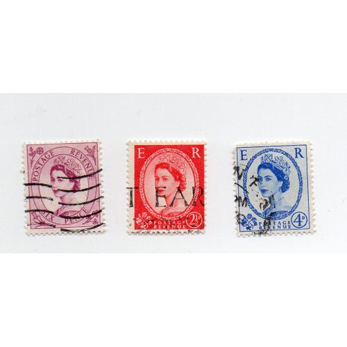 Royaume-Uni- Lot De 3 Timbres Oblitérés- Reine Elizabeth