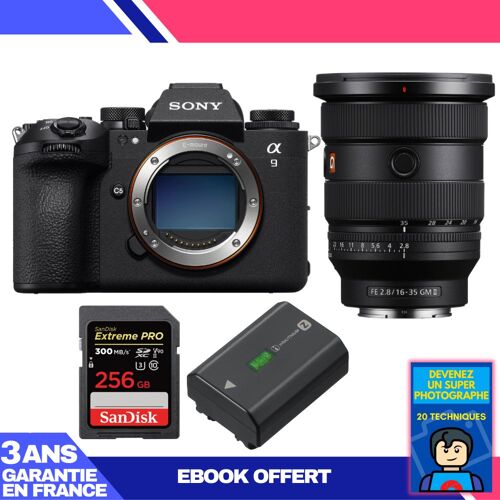 Boitier Sony A9 III + FE 16-35mm f/2.8 GM II + 1 SanDisk 256GB Extreme PRO UHS-II SDXC 300 MB/s + 1 Sony NP-FZ100 + Ebook 'Devenez Un Super Photographe'