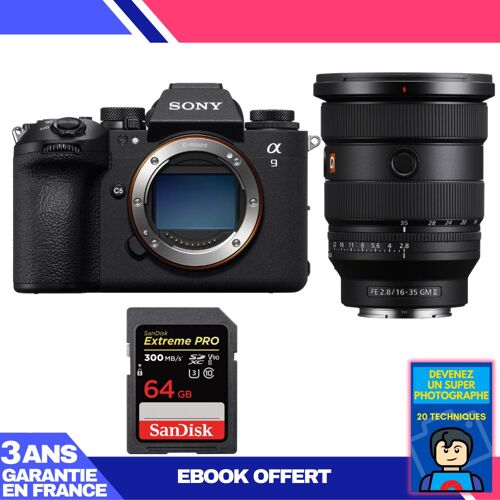 Boitier Sony A9 III + FE 16-35mm f/2.8 GM II + 1 SanDisk 64GB Extreme PRO UHS-II SDXC 300 MB/s + Ebook 'Devenez Un Super Photographe'