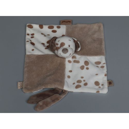 Doudou Chien Plat Blanc Beige Nattou