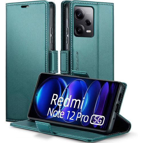 Coque Pour Xiaomi Redmi Note 12 Pro 5g Etui Xiaomi Poco X5 Pro 5g Rfid Protection Housse En Premium Cuir Pochette Portefeuille Case Porte Carte Étui Pour Redmi Note 12 Pro 5g 6.67''-Vert