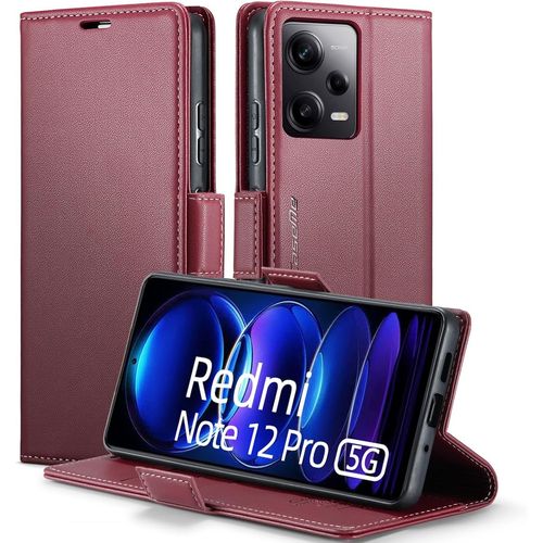 Coque Pour Xiaomi Redmi Note 12 Pro 5g Etui Xiaomi Poco X5 Pro 5g Rfid Protection Housse En Premium Cuir Pochette Portefeuille Case Porte Carte Étui Pour Redmi Note 12 Pro 5g 6.67''-Rouge