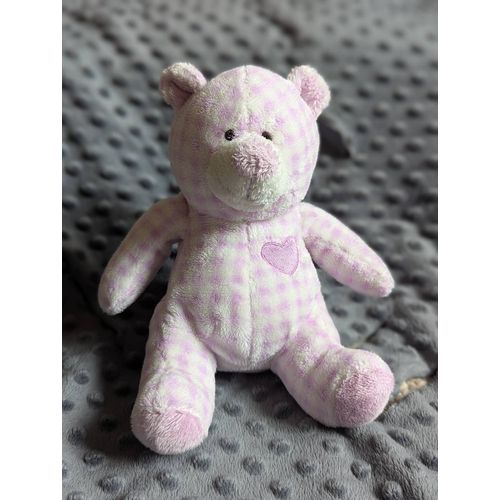 Doudou Ours Vichy Rose et Blanc de la marque Ajéna.