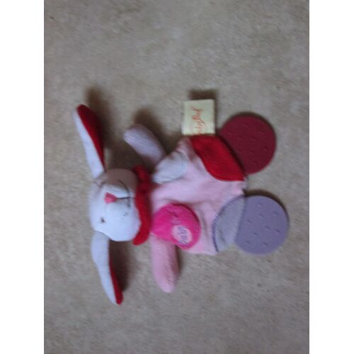 Doudou Lapin Rose Rouge Anneau Dentaire
