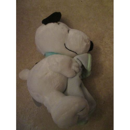 Doudou Chien Snoopy Couverture   Collier Bleu 