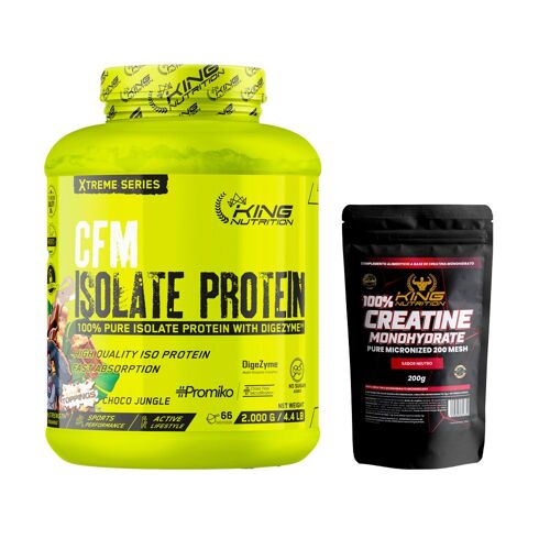 Cfm Isolate Protein Choco Jungle 2kg King Nutrition Xtreme + Creatina 200g