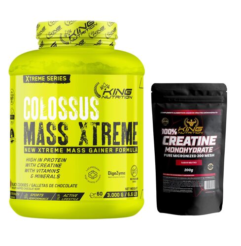 Colossus Mass Xtreme Dark Cookies 3kg King Nutrition Xtreme + Creatina 200g