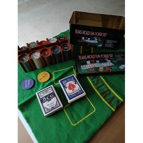 Boîte Texas Hold'Em Poker Set Avec Grand Tapis De Jeu