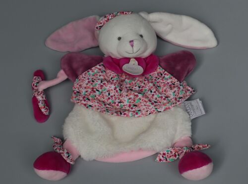 Doudou Lapin Blanc Rose Violet Marionnette Doudou Et Compagnie