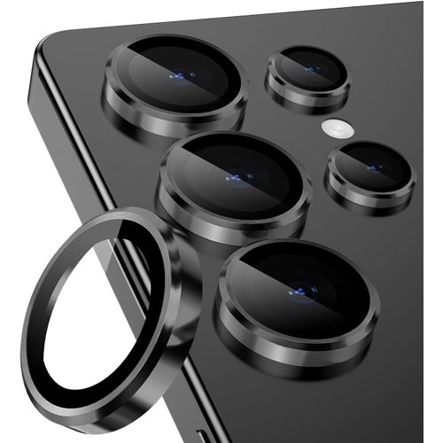 Protecteur D'objectif Individuel Pour Samsung Galaxy S25 Ultra,Hd Clair,Résistant Aux Rayures,Caméra Film De Protection D'écran,Verre Trempé Ultra-Fin Avec Bord Aluminium,Titane Noir