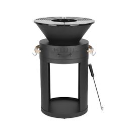 Barbecue plancha brasero a charbon et bois - 49 x 49 x 92 cm - Noir