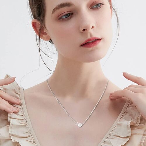 Argent Initiales Collier Coeur Lettre Chaîne,Acier Inoxydable Miniature Alphabet A-Z Pendentif Initiale Collier Cadeau Femme Fille 38+5cm(16+2"")
