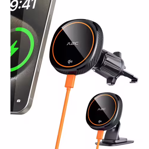 JGD-QI2 15W Support MagSafe Voiture, Chargeur Magsafe Voiture 2 In1 Support Téléphone Voiture pour Tableau&Bord et Aération, Chargeur Voiture sans Fil Magnétique pour iPhone 12-16 Series