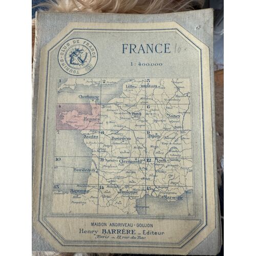 Carte Entoilee De La France, Club De France Edité Par Henry Barrere, Début 20ème Siècle