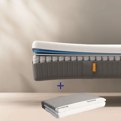 EMMA | Matelas Original II 90x190 + Prot¿ge-Matelas | Ressorts + Mousse ¿ M¿moire de Forme | Soutien Respirabilit¿ | 5 couches