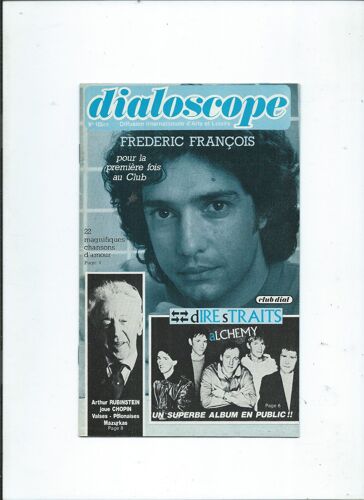 Dialoscope 01/11/1984 Frederic François, Dire Straite, Arthur Rubinstein, Clayderman, Michèle Torr, De Angelis, Hallyday, Balavoine, De Suza, Karen Cheryl, Renaud, Dutronc, Pierre Dac, Lantier 185