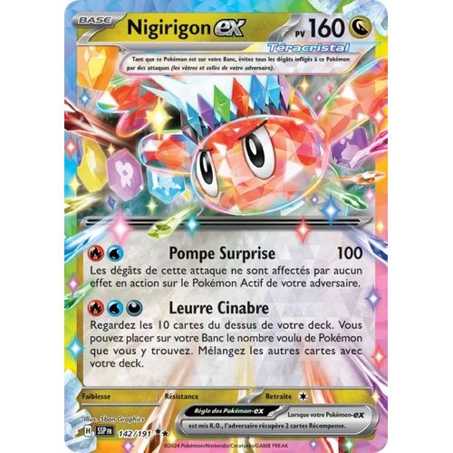 Carte Pokémon Nigirigon Ex Téracristal Pv 160 142 / 191 Etincelles Déferlantes Ev08