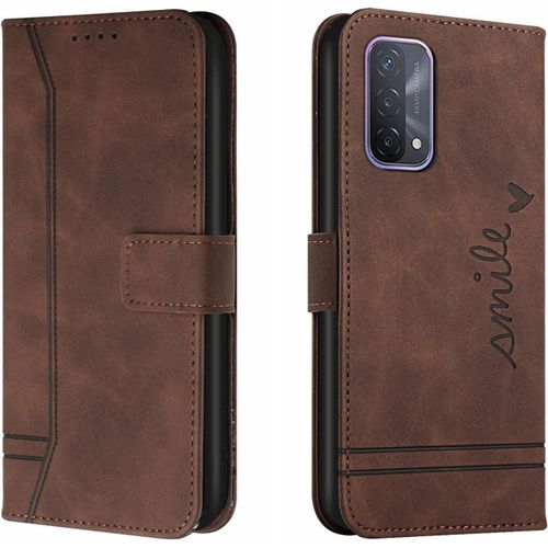 Coque pour Oppo A54 5G / Oppo A74 5G / Oppo A93 5G, Etui Cuir avec Magnetique, Flip Pochette Housse pour Oppo A54 5G / Oppo A74 5G / Oppo A93 5G Protection, Marron