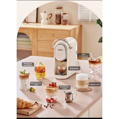 CAFELFFE Cafetière à capsules MK-609, machine à expresso 19 bars compatible avec Nes Original/DG/moulu, infusion rapide chaude/froide, compacte pour la maison et le bureau