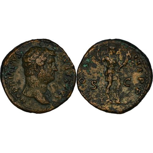 Rome - As - Hadrien - 128 Ad - Rome, Pied Sur Casque, Tenant Haste Et Corne D'Abondance - 10.12 G. - Ric.716 - 22-335