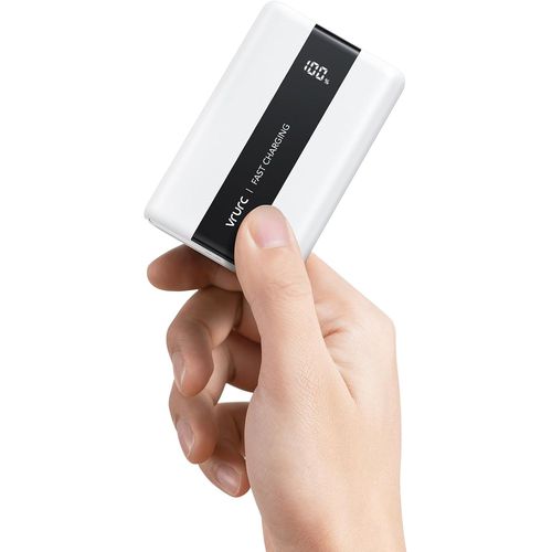 Batterie Externe 20000mah Qc 22.5w Mini Power Bank Usb C Charge Rapide En Pd 20w Batterie Portable Avec 3 Ports Usb Sortie Et Led Display Pour Iphone,Huawei,Xiaomi Etc(Blanc)