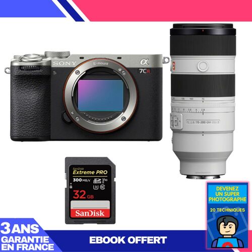 Boitier Sony A7CR Silver + FE 70-200mm f/2.8 GM OSS II + 1 SanDisk 32GB Extreme PRO UHS-II SDXC 300 MB/s + Ebook 'Devenez Un Super Photographe'