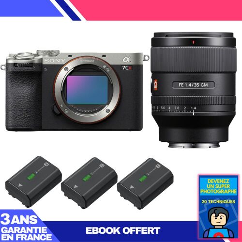 Boitier Sony A7CR Silver + FE 35mm f/1.4 GM + 3 Sony NP-FZ100 + Ebook 'Devenez Un Super Photographe'