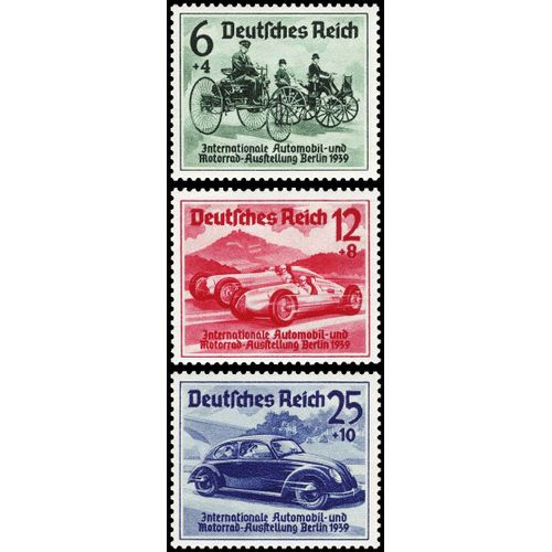 Allemagne, 3ème Reich 1937, Très Belle Serie Complète Timbres Neufs** Luxe Yvert 627 628 629, Salon International De L'Automobile À Berlin, Filigranes Croix Gammées, Cote 103 Euros.