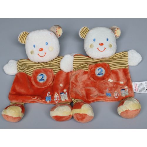 Doudou Ours Plat Orange Jaune Lot De 2 Kiabi