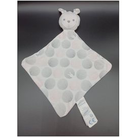 Doudou Plat Lapin Rond Rose Gris - Obaibi Okaidi
