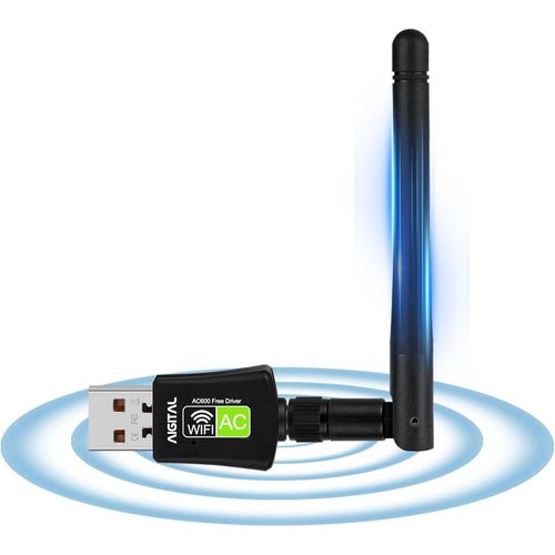 SUBZONAL-Clé WiFi Puissante AC600 Mbps Free Driver Adaptateur Réseau sans Fil Double Bande 2.4GHz/5GHz, Dongle Adaptateur USB WiFi Compatible avec Windows 11/10/8.1/8/7 pour PC/Bureau/Ordinateur Port