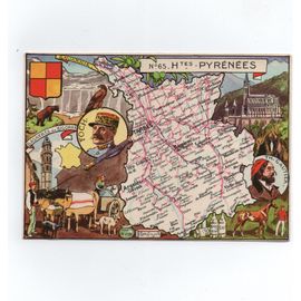 N° 65 . Hautes Pyrénées . Carte Illustrée Du Département,D'Après Blondel La Rougery (1945).