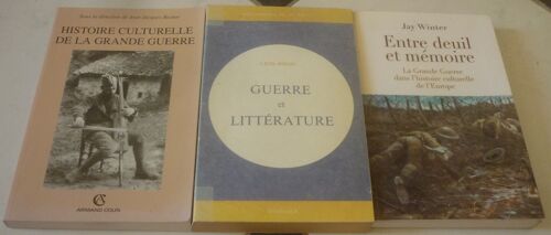 1914 - 1918 : Grande Guerre Et Littérature, Bouleversement Consciences (Léon Riegel, Klincksieck) + Histoire Culturelle (Jean-Jacques Becker Et Historial) + Entre Deuil Et Mémoire, Europe (Jay Winter)