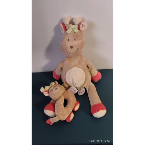 Vintage Doudou Girafe 35 Cm Et Hochet Bengy