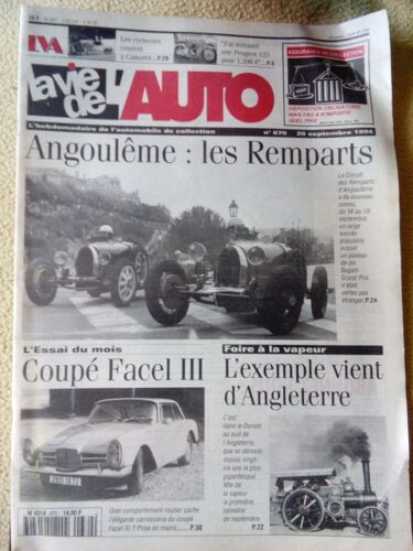 La Vie De L'auto  N° 670 : Angouleme Les Remparts  Peugeot 125  Coupe Facel Iii  Foire A La Vapeur