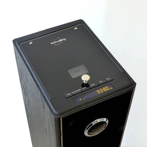 Tour de son Blacktower, avec lecteur CD, Bluetooth, FM et USB, 100W , télécommande, Jeu de lumière OVNI LED