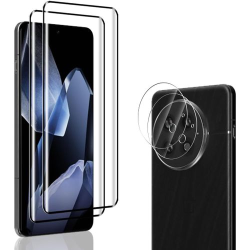 CAUC-Verre Trempé pour OnePlus 13 Protection écran [2 Pièces] et Caméra Arrière Protecteur [2 Pièces], Transparent HD/Sans Bulles, Protection écran pour OnePlus 13