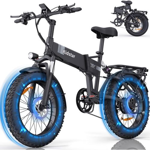 Vélo Électrique Pliant Ridstar H20 20 Pouces (Dernière Version), Moteur 1500w, Moteur 48v 15ah, Vitesse Maximale 50km/H, Autonomie 90km, Pneus De 20 Pouces De Large