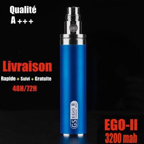 EGO II AERO 2200mAg Batterie Rechargeable Pas de Bouton, Charge Micro USB Inférieure, 510 Ego Fileté E-