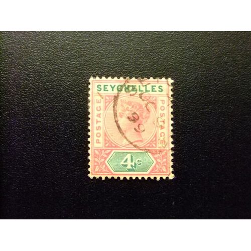 51 Seychelles 1890 / Reine Victoria / Yvert 2 B Fu Filigrane Ca Stanley 10 Fu