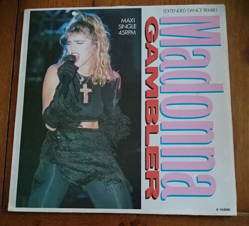 Maxi 45t Vinyle 12" Madonna "Gambler " 3 Titres De 1988,Made In Holland , Geffen Records Rock Pop-Rock Synth-Pop