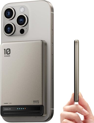 Magsafe External Battery 10000mah Pd20w Quick Charge Power Bank, External Battery Magnetic Induction Portable Battery Compatible With Iphone 16/15/14/13/12 Pro Travel Accessories ¿ Black Titanium